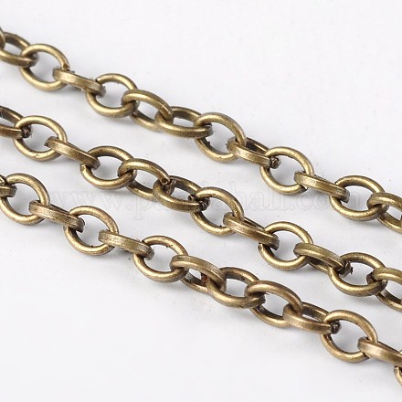 アイアン製アズキチェーン 溶接されていない ラウンド スプールで アンティークブロンズ 5x4x1mm 約32.8フィート(10m)/ロール X-CH-S047-AB-FF-1