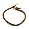 Cotton Cord Bracelets, with Brass Finding, Golden, Olive, 8-1/2 inch(21.5cm)~9 inch(23cm)