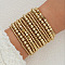 12Pcs CCB Round Beaded Stretch Bracelets, Golden, 190~205mm