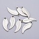 CCBプラスチックペンダント  葉  プラチナ  39.5x14x2mm  穴：2.5~3mm&nbsp;CCB-E048-01P-1