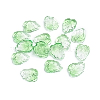 ツートンの透明ガラスチャーム  葉  ライムグリーン  13.5x10.5x3.5mm  穴：1.2mm&nbsp;X-GLAA-H016-15I
