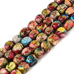 ナチュラルインペリアルジャスパービーズ連売り  染め  直方体の  カラフル  6.5~7.5x5~6x5~6mm  穴：0.8mm  約53~60個/連  15.55~15.87インチ（39.5~40.3cm）