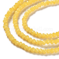 焼き絵用塗料、模造翡翠ガラスビーズの連  ファセットロンデル  ゴールド  4x3mm  穴：0.8~1mm  約105~110個/連  38~39cm&nbsp;DGLA-A034-J4MM-A30