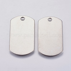変色しにくい304ステンレススチールペンダント  長方形  空白タグのスタンプ  ステンレス鋼色  35x19.5x1mm  穴：3mm&nbsp;STAS-F139-035P