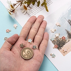 合金エナメルチャーム  さくらの花  ゴールドカラー  ミックスカラー  12x9.5x1.5mm  穴：1.6mm  5色  6個/カラー  30個/箱&nbsp;ENAM-CJ0001-47