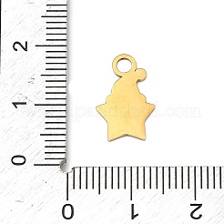 クリスマス 304 ステンレススチール エナメルチャーム  カドミウムフリー＆鉛フリー  スター  14.5x9.5x0.8mm  穴：2.4mm&nbsp;STAS-I356-02G-03