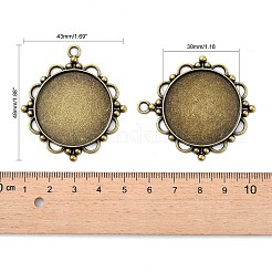 ヴィンテージチベットのスタイル合金のペンダントのカボションのセッティング  プレーンエッジベゼルカップ  カドミウムフリー＆ニッケルフリー＆鉛フリー  アンティークブロンズ  フラットラウンドトレイ：30mm  48x43x3mm  穴：3mm  約107個/キログラム&nbsp;LS-TIBEP-M018-92AB-NF