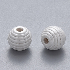 塗装天然木蜂の巣ビーズ  ラウンド  乳白色  12x11mm  穴：3.5mm&nbsp;WOOD-Q040-019B-B03