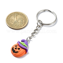 合金と樹脂のペンダントキーホルダー  ハロウィーンの鍵吊り飾り  カボチャ  プラチナ  8cm&nbsp;KEYC-JKC00895
