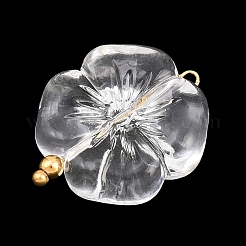透明アクリルとステンレススチール製のペンダント  花のチャーム  ゴールドカラー  透明  24.5x19.5x7mm  穴：1.5mm&nbsp;TACR-G051-01G-02