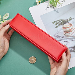 内側がベルベットの長方形PUレザーネックレス収納ボックス  クリムゾン  22x5.6x3.6cm&nbsp;CON-WH0094-31D-02