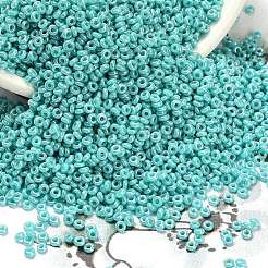 トーホー 11/0 デミラウンドビーズ  日本製シードビーズ  （413)つの不透明なabターコイズ  11/0  2.2x0.9mm  穴：0.8mm  約8666個/50g&nbsp;Y-SEED-DR11-0413