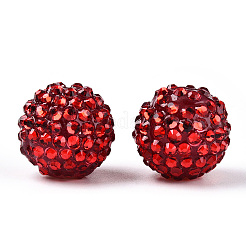 クリアレジンラインストーンサイズグラデーションビーズ  内部のアクリルラウンドビーズで  クリムゾン  20mm  穴：2~2.5mm&nbsp;RESI-S314-18x20-05