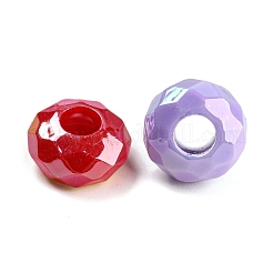 UVメッキレインボー虹色アクリルヨーロピアンビーズ  大穴ビーズ  ロンデル  ミックスカラー  15x8mm  穴：6mm&nbsp;MACR-P040-12