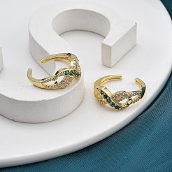 ラックメッキ真鍮マイクロパヴェキュービックジルコニアカフ指輪女性用  カドミウムフリー＆鉛フリー  長持ちメッキ  無限大  18KGP本金メッキ  8.5mm&nbsp;RJEW-M028-43G