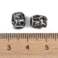 304ステンレススチールヨーロピアンビーズ  大穴ビーズ  動物の柱  アンティークシルバー  8x8mm  穴：4mm&nbsp;STAS-C108-09C-AS