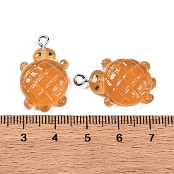 グラデーションカラーと光沢のある不透明樹脂ペンダント  暗闇で光る  カメ  ペルー  26x16x7mm  穴：2mm&nbsp;LS-RESI-S011-01C