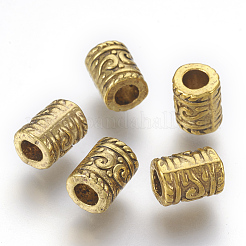 チベット風合金ビーズ  鉛フリー＆カドミウムフリー  コラム  アンティーク黄金  9x7mm  穴：3.5mm&nbsp;GLF0834Y