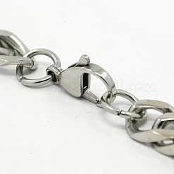 変色しにくい201ステンレススチール製キューバチェーンネックレス  カニカン付き  ステンレス鋼色  ステンレス鋼色  23.6インチ（60cm）&nbsp;NJEW-F039-23