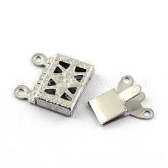 変色しにくい304ステンレススチール製のボックス留め具  長方形  4の穴  2ループ  ステンレス鋼色  10x15x2.5mm  穴：1.5mm&nbsp;STAS-Q194-27