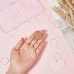 ハート型ワイングラスチャームのDIYキット  透明アクリルディスクチャーム付き  真鍮のワイングラスのチャームリング  プラチナ&nbsp;DIY-SC0021-51