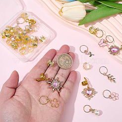 合金とプラスチックのDIYドレッドロックリング1袋スタイリングヘアブレイディング  混合図形  ゴールドカラー  8~48x10~11.5mm  36個/袋&nbsp;OHAR-BM0001-07