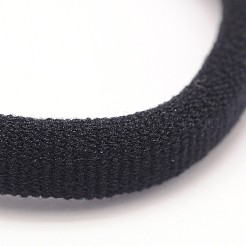 女の子のヘアアクセサリー  ナイロン糸弾性繊維ヘアゴム  ポニーテールホルダー  ブラック  34mm&nbsp;OHAR-J021-02