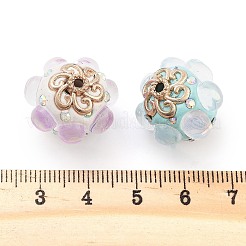 手作りのインドネシアビーズ  合金と  樹脂とガラス  オーバル  ゴールドカラー  ミックスカラー  20x17mm  穴：1.9mm&nbsp;FIND-Q106-29