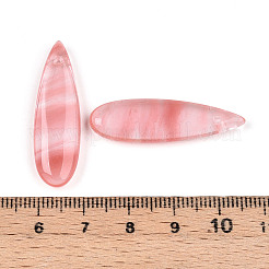 チェリークォーツガラスペンダント  ティアドロップチャーム  34~36x10~10.5x4.5~5.5mm  穴：0.8~1.2mm&nbsp;G-N348-02B