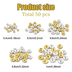 100個10スタイルの真鍮ラインストーンビーズ  ジュエリークラフト用  グレードA  ロンデル  ゴールデン＆シルバー  4~10x2~4mm  穴：0.8~2mm  10個/スタイル&nbsp;RB-YW0001-17
