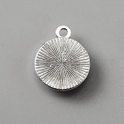 プラスチックチャーム  合金パーツ  ナザールボンジュウ付きフラットラウンド  アンティークシルバー  18x14.5x4.5mm  穴：1.8mm&nbsp;FIND-WH0110-272B-AS