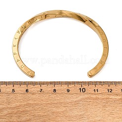 304ステンレススチール製カフバングル メンズ レディース  ねじれた  イオンプレーティング（ip）  18KGP本金メッキ  1/8インチ（0.45cm）  内径：1-3/4インチ（4.3cm）x2-3/8インチ（6.15cm）&nbsp;BJEW-D361-04G