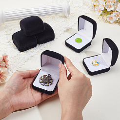 ベルベットのブローチ付きプラスチックカバーの梱包箱  正方形  ホワイト  5.8x5.35x3.55cm&nbsp;VBOX-WH0012-04B