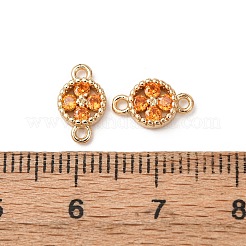 真鍮舗装キュービックジルコニアコネクタチャーム  花のリンク  18KGP本金メッキ  ミックスカラー  10.5x6x2mm  穴：1.2mm&nbsp;ZIRC-L105-02G