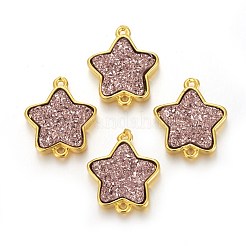 真鍮製リンクコネクター  ドゥルージーレジン付き  黄金色メッキ  スター  ミックスカラー  17.5x15x3.7mm  穴：1mm&nbsp;KK-O117-C