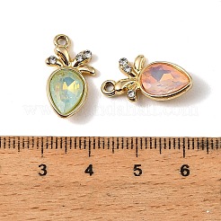UVメッキ合金ガラスペンダント  ニンジンチャーム  ラインストーン付き  多面カット  ミックスカラー  ゴールドカラー  20x11x5mm  穴：1.6mm&nbsp;FIND-K032-32G