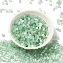 ガラスシードビーズ  模造キャットアイ  丸い穴  六角  ミディアムアクアマリン  3.5x3.8x3.5mm  穴：1mm  約140個/10g&nbsp;X1-SEED-H002-D-A805