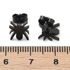 ハロウィン スパイダー 304 ステンレススチール スタッド イヤリング 女性用  電気泳動黒  9x8mm  ピン：0.7mm&nbsp;EJEW-B019-01EB