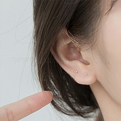 小さなバーベル 999 女の子用 シルバースタッドピアス  ミニマリストラウンドボールポストピアス  銀  11mm  ピン：0.8mm&nbsp;EJEW-I259-11S