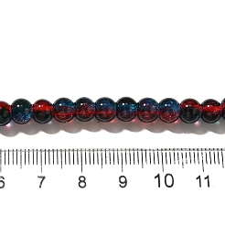 クラックガラスビーズ連売り  ラウンド  ツートン  ミッドナイトブルー  6~6.5mm  穴：1.2mm  約151個/連  31.42インチ（79.8cm）&nbsp;X-CCG-C002-6mm-10