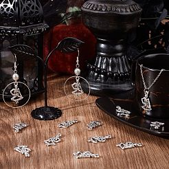 チベット風アロイペンダント100個  鉛フリー＆カドミウムフリー  スケルトン  アンティークシルバー  25.5x13.5x3mm  穴：1.8mm&nbsp;TIBE-SC0004-56AS-RS