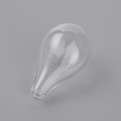 手作り吹きガラス瓶  ガラスバイアルペンダント作り用  ティアドロップ  透明  32.5x19mm  穴：3.5mm&nbsp;AJEW-WH0002-68