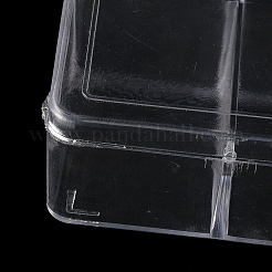 カバー付きプラスチックビーズコンテナ10グリッド  アクセサリー用  ビーズ  小物収納  長方形  透明  9.5x17.5x3.05cm&nbsp;CON-K002-03E