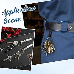 セキュリティベルトクリップ付きステンレススチールキーチェーン12個  長方形  ステンレス鋼色  87mm&nbsp;KEYC-SC0001-17