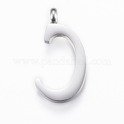 変色しにくい304ステンレススチールペンダント  頭文字  文字.c  ステンレス鋼色  19x10x2mm  穴：2mm&nbsp;STAS-F129-C-P
