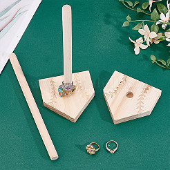 野球用木製リングホルダー  リングが表示されます  湯通しアーモンド  10.2x10.2x25.7cm&nbsp;ODIS-WH0078-18