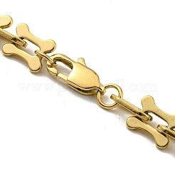 イオンプレーティング（IP）304ステンレススチールボーンリンクチェーンブレスレット  ゴールドカラー  8-5/8インチ（21.8cm）&nbsp;BJEW-D030-13G
