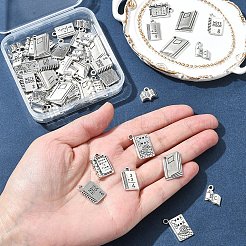 教師の日のためのチベットスタイルの合金ペンダント60個  本  アンティークシルバー  11~19x10.5~14x1.5~3.5mm  穴：1.2~2mm&nbsp;TIBEP-FS0001-22