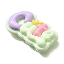 オペーク樹脂カボション  言葉  淡緑色  かわいい  20x35x6mm&nbsp;RESI-D275-02D