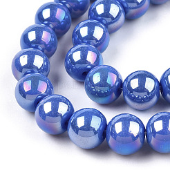 電気メッキオペークガラスビーズ連売り  ABカラーメッキ  ラウンド  藤紫色  4~4.5mm  穴：0.8mm  約97~99個/連  14.76インチ〜14.96インチ（37.5~38cm）&nbsp;LS-GLAA-T032-P4mm-AB11